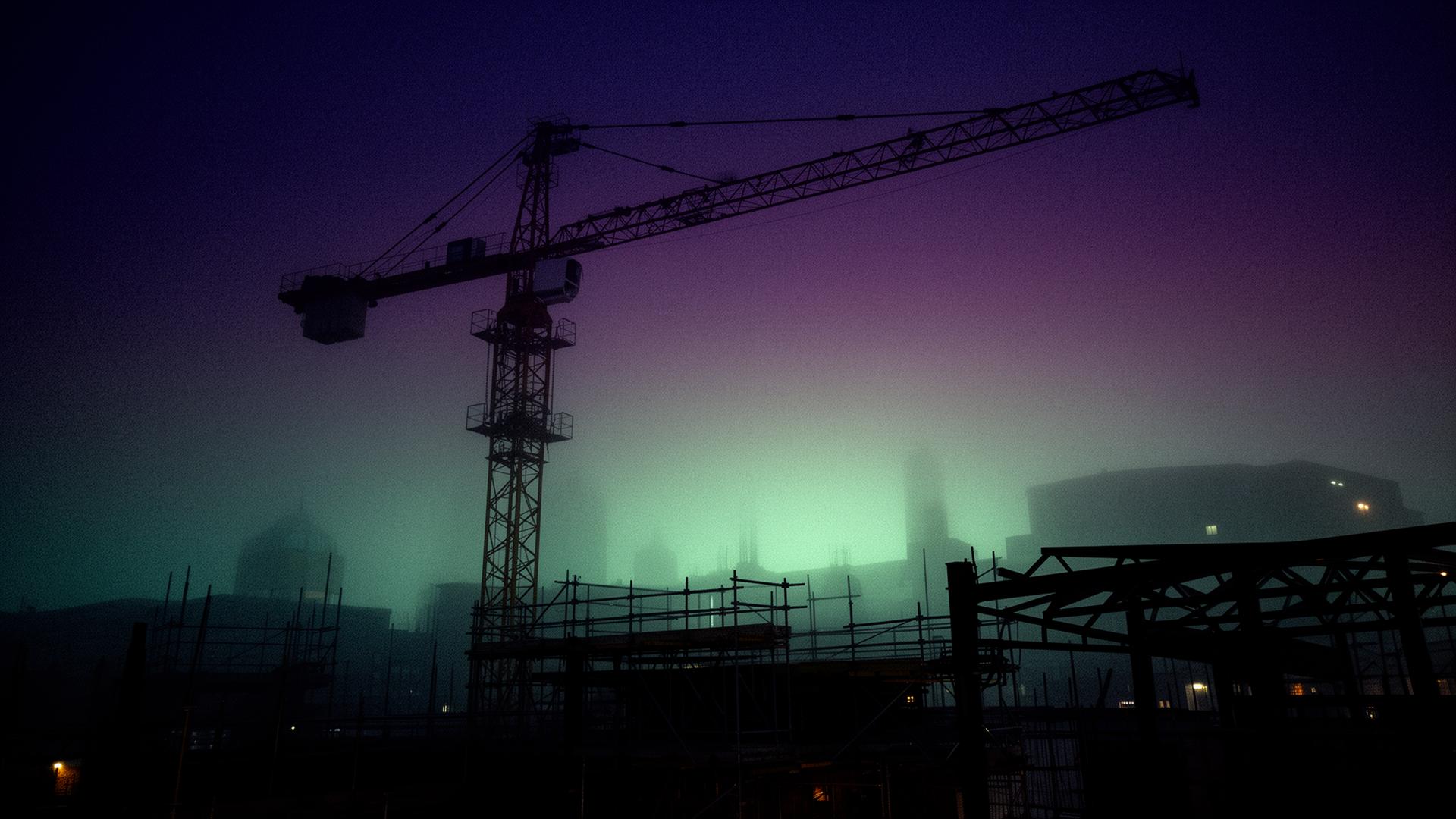 Construction site at dusk in London